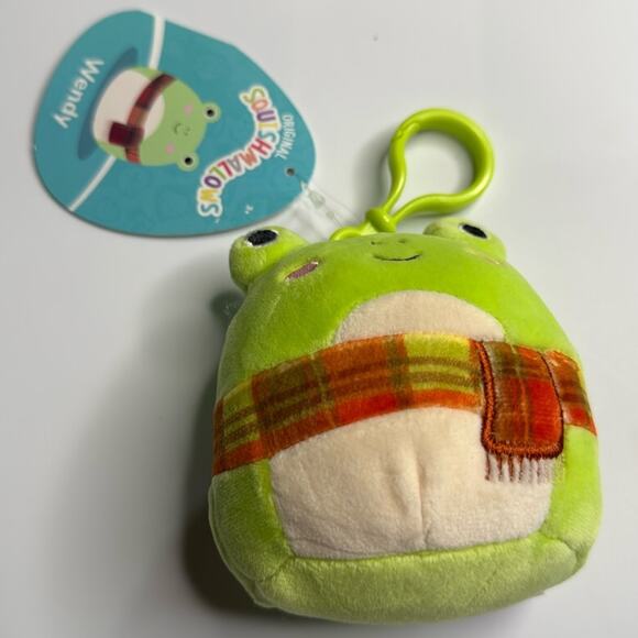 Squishmallows Other - Squishmallows Wendy the Frog Plush Clip 3.5" inch Scarf Green Fall Winter NEW